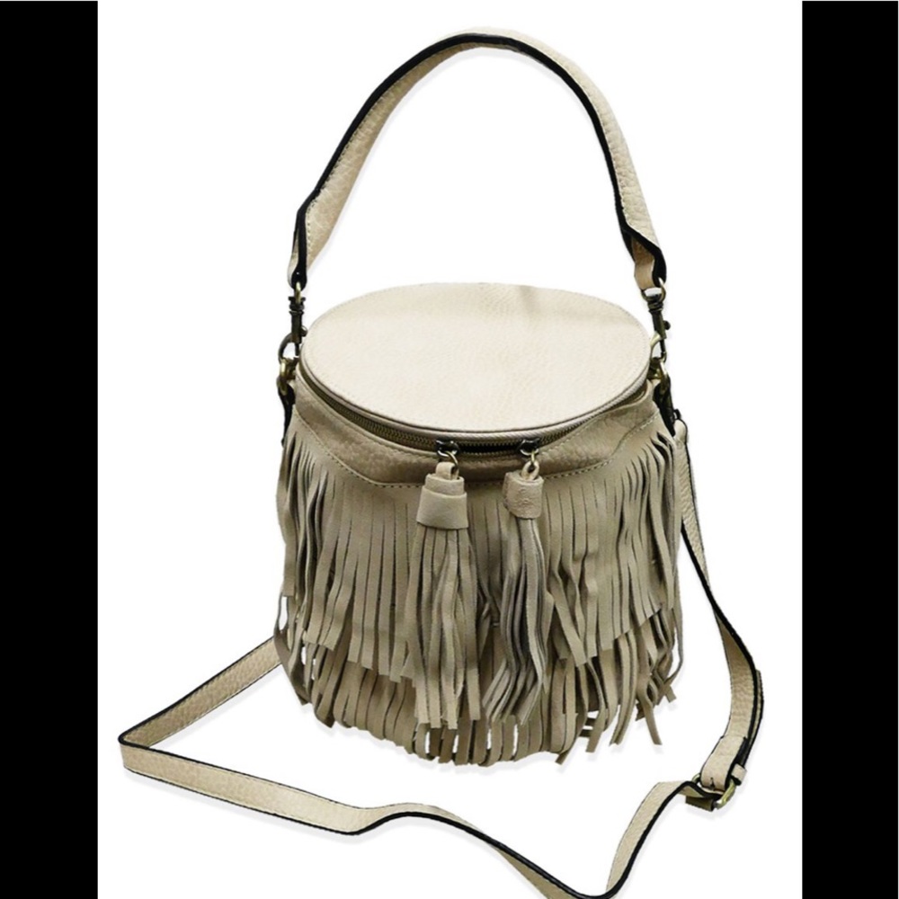 Bucket Bag with Fringe Vegan Leathet